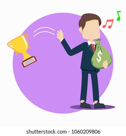 businessman throwing trophy