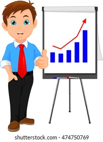 Businessman thumb up and presentation result 