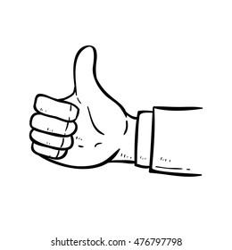 Businessman Thumb Up Using Doodle Art Or Hand Drawing Style