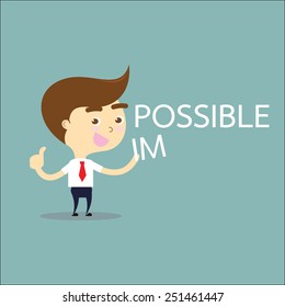 businessman thumb up with word possible vector