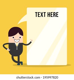 Businessman thumbs up with bubble talk blank sign 