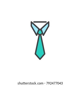 Business-Mann Krawatte gefüllt Umriss-Symbol, Linie Vektorzeichen, lineares farbiges Piktogramm einzeln auf Weiß. Necktie- und Halsbekleidungssymbol, Logo-Abbildung. Pixel perfekte Vektorgrafik