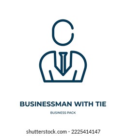 Businessman with tie icon. Linear vector illustration from business pack collection. Outline businessman with tie icon vector. Thin line symbol for use on web and mobile apps, logo, print media.