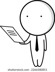 A businessman with a tie in a strict restrained manner stands straight without the slightest movement