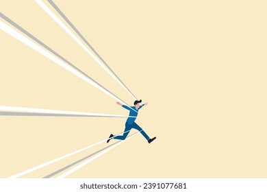 Businessman tied up with red tape. concept of struggle, limitation and trap or challenge