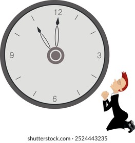 Businessman. Time concept. Deadline.
Businessman praying on the knees to the clock. Pushing back hour concept
