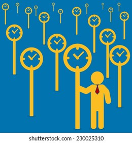 Businessman Time Control,  Vector illustration for concept, presentation.