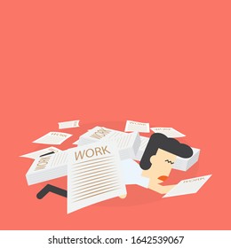 businessman tired and fall from work overload problem