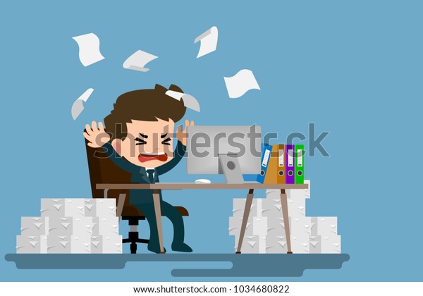 Businessman Tired Stress Desk By Work Stock Vector (Royalty Free ...