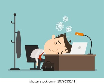 Businessman tired of the work stress, Business finance concept, Vector illustration