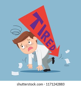 Businessman Tired Of Working, Illustration Vector Cartoon