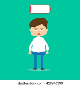 Businessman Tired of Working or Low Battery.