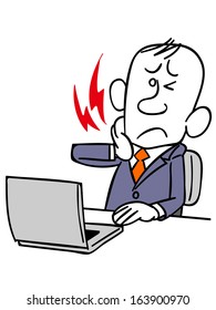 Businessman tiring to work with the PC