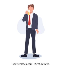 Businessman Toasting with Beer Mug. Cheers! Full-Length Businessan with Mug of Beer