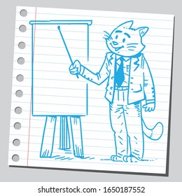 Businessman tomcat with pointer stick.