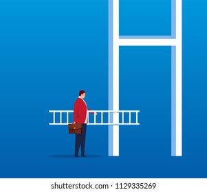 The businessman took a ladder that was too short