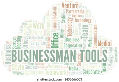 Businessman Tools word cloud. Collage made with text only.