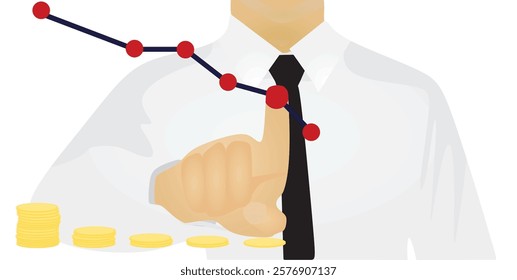 Businessman touch graph, vector illustration