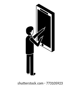businessman touch screen mobile device isometric