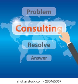 Businessman touching Consulting sign, vector