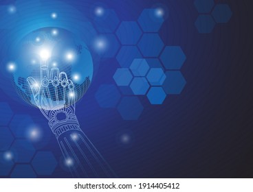 Businessman touching global network and data customer connection 