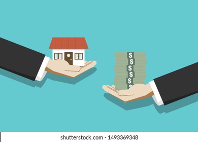 Businessman trade property asset. cartoon concept vector illustration.