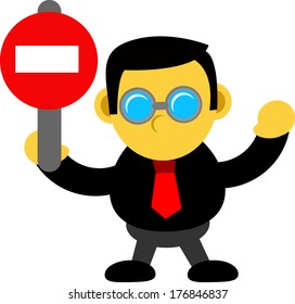 businessman with traffic sign