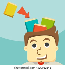 businessman trained, improve qualification vector illustration, book