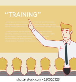 Businessman training in class, Vector cartoon.