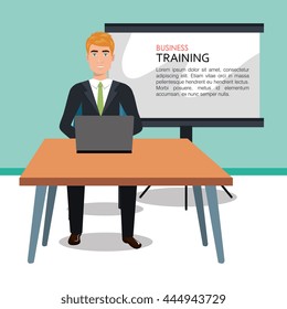 Businessman training process isolated icon design, vector illustration  graphic 