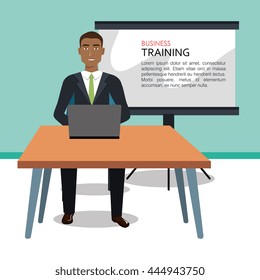 Businessman training process isolated icon design, vector illustration  graphic 