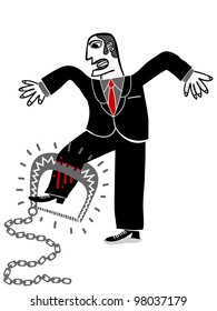 businessman in trap