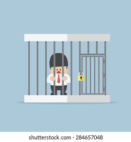 Businessman trapped in a cage, VECTOR, EPS10