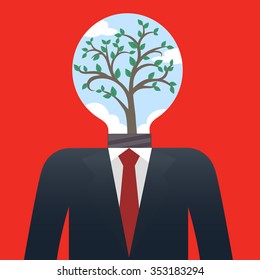 Businessman with Tree bulb