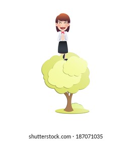Businessman with tree over isolated white background