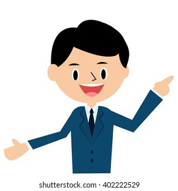 A businessman tried it.The businessman who puts a motion gesture.1