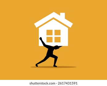 Businessman tries to carry the burden of the house