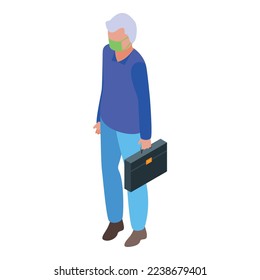 Businessman trip icon isometric vector. Travel mask. Family airport