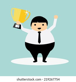Businessman with trophy
