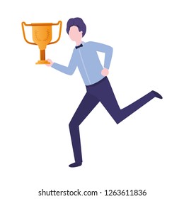 businessman  with trophy avatar character
