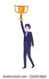 businessman  with trophy avatar character