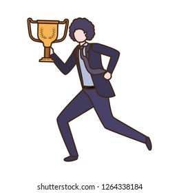 businessman with trophy avatar character