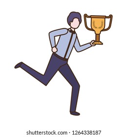 businessman with trophy avatar character