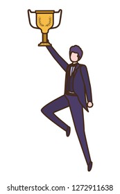 businessman with trophy avatar character