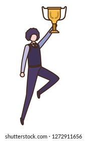 businessman with trophy avatar character