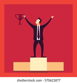 Businessman with Trophy.  Business illustration
