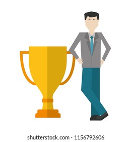 businessman with trophy cup avatar character