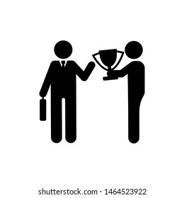 Businessman trophy give man icon. Element of businessman pictogram icon