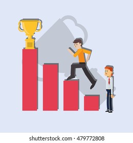 businessman and trophy icon