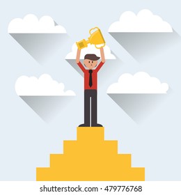 businessman and trophy icon